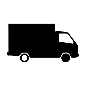 recommend clip art: Black silhouette of a delivery truck symbolizing transportation and logistics services