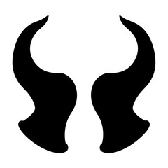 Isolated Silhouette of Curved Horns Emblematic of a Bull or Devil