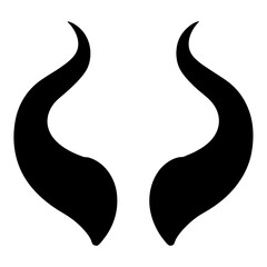Evil black horns, isolated on white background, perfect for Halloween costumes