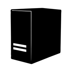 Isolated black computer tower illustration, emphasizing minimal design for modern workspace