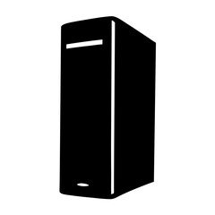 Silhouette of a modern full tower computer case with a simple design