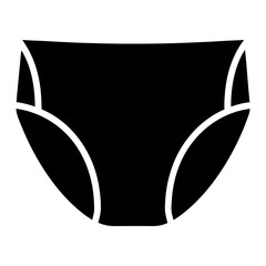 A stylized black and white illustration of basic underwear for women