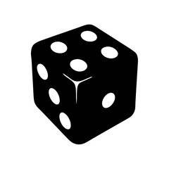 Black and White Graphic of a Six Sided Die Depicting Number Five
