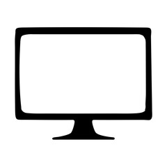 A simple black and white monitor outline with a thick border art