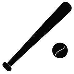 Baseball equipment silhouette depicting bat and ball sporting graphic black and white style