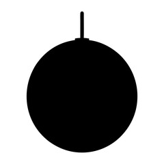 Simple, stylized black silhouette of a round Christmas tree ornament