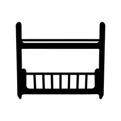 Stylized Black and White Icon of a Bed Frame with Slats