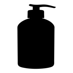 Black silhouette of a liquid soap dispenser bottle with pump system