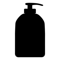 Black and white silhouette image of a soap or lotion dispenser bottle
