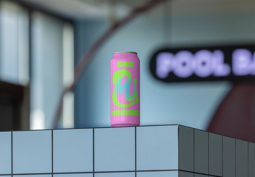 Clean Mockup Can in Modern Bar