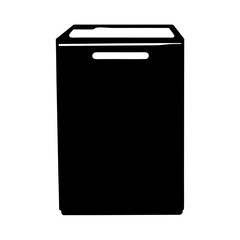 Black and White Illustration of a Modern Washing Machine Appliance