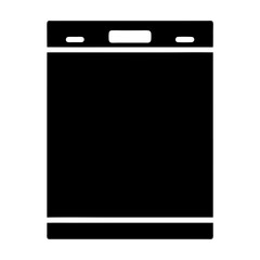 Stylized dishwasher icon with simple geometric shapes in black and white