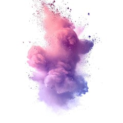 Colorful powder splash frozen in the air with vivid hues spreading across a white backdrop, creating texture.