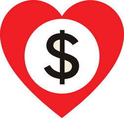 Obraz premium Heart shape enclosing dollar sign symbol concept illustrating financial love
