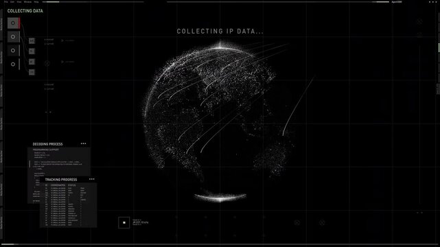 Surveillance Interface Searching Location By Scanning IP In Global Network. Spy Surveillance Tech. Software Interface. Location Detection. Surveillance Control Panel. Location Tracking Interface