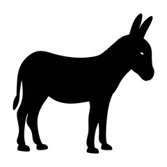 Black silhouette of a donkey standing isolated on white background illustration