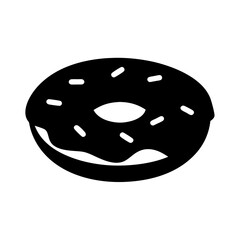Delicious black glazed doughnut with sprinkles, a sweet treat icon illustration