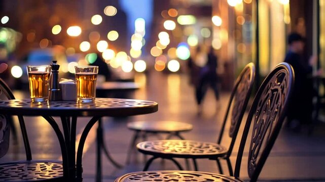 Evening Ambiance: Parisian Cafe at Night