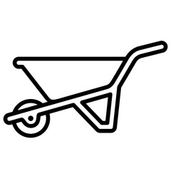 wheelbarrow icon in outline style