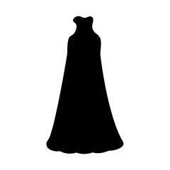 Elegant black gown silhouette on white background, classic and timeless design