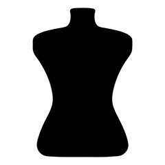 Elegant black silhouette of a dress form or mannequin on white background