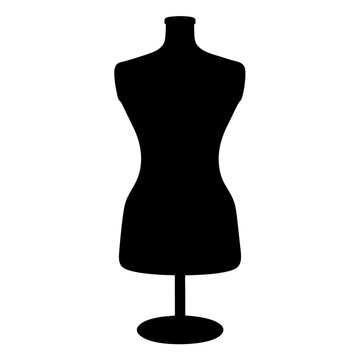 recommend clip art: Black mannequin silhouette displaying fashion design and clothing on white background