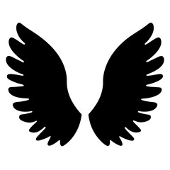 Stylized black angel wings illustration on a white background, symmetrical design