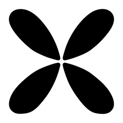 Abstract flower or propeller like shape with four petals or blades