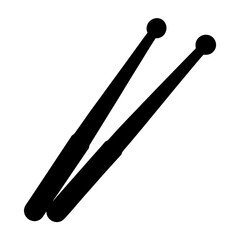 A simple black and white image of two drumsticks percussion instruments