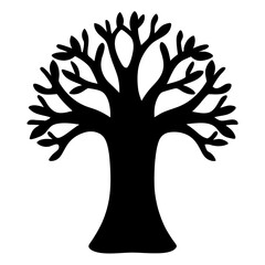 Stylized Silhouette of a Tree with Bare Branches and a Thick Trunk