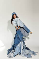 Embracing summer vibes with a playful denim inspired fashion moment outdoors