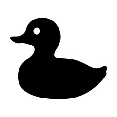 Silhouette of a rubber duck toy, simple and minimalist black design