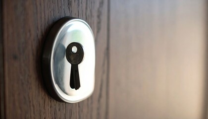 Close Up Of Key In Keyhole Of Wooden Door