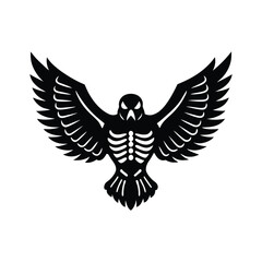 Obraz premium Flat and Minimal a eagle flying animal Skeletons logo vector illustration isolated on white background