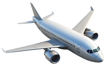 Obraz premium 3d rendering of a commercial passenger airplane in flight, realistic detailed photorealistic high resolution, white body, swept wings, clean sleek design, dramatic lighting, cinematic 