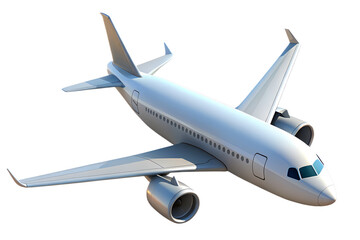 Obraz premium 3d rendering of a commercial passenger airplane in flight, realistic detailed photorealistic high resolution, white body, swept wings, clean sleek design, dramatic lighting, cinematic 