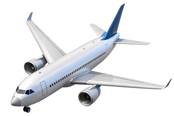 Obraz premium 3d rendering of a commercial passenger airplane in flight, realistic detailed photorealistic high resolution, white body, swept wings, clean sleek design, dramatic lighting, cinematic 