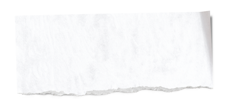 Piece of white torn edges paper ripped isolated on transparency background. white ripped paper torn edges strips isolated