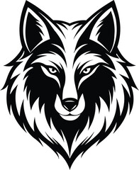Wolf head silhouette, Silhouette tattoo style illustration of a snarling wolf's head vector design