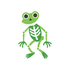 Fototapeta premium Flat and Minimal a Frog anima Skeletons logo vector illustration isolated on white background