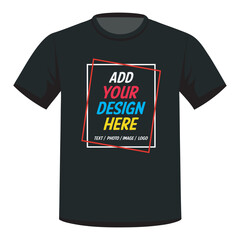 ADD YOUR DESIGN HERE TEXT T-SHIRT DESIGN WITH MOCKUP TEMPLATE FOR PRINT, POSTER, CARD, MUG, BAG, INVITATION AND PARTY.