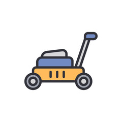 Isolated Lawn Mower Flat Design Vector Graphic On Transparent Backdrop