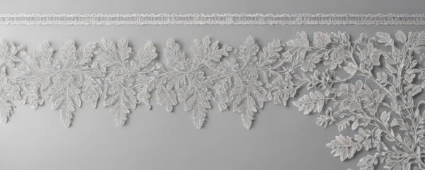 Luxurious silver leaf lace trim, soft background, fine detail,  elegant,  detail,  intricate