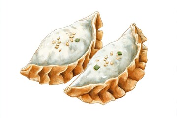 Tasty Dumplings Two delicious Asian treats with isolated on white.