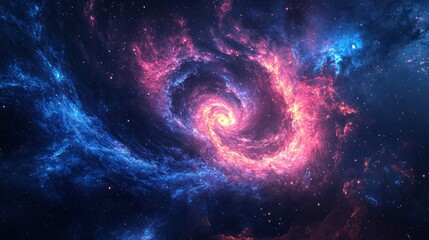 A mesmerizing blend of deep blue and pink galaxy swirls