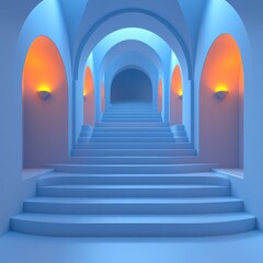 Serene Blue Staircase: A Journey into Tranquility