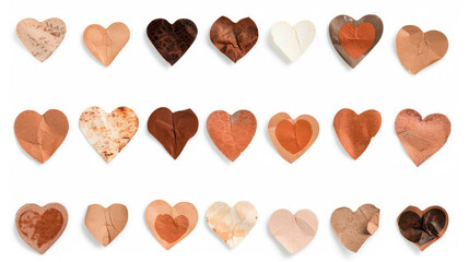 Collection of Diverse Heart Shapes Featuring Various Textures and Colors for Creative Projects and Designs