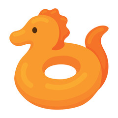 Funny inflatable swim ring shaped like a small orange dragon, perfect for fantasy summer fun.