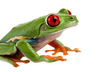 Red eyed tree frog on white
