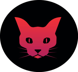 cat head logo with red color on black background